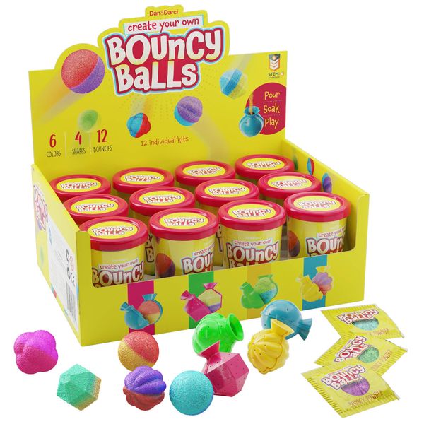 Make Your Own Bouncy Ball Kit for Kids - 12 Individual Kits - Science Party Favors - Cool Easter Birthday Parties Activities for Kids - Create 12 Balls -DIY Arts and Crafts Bulk - Craft Projects Gifts