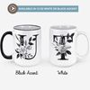 Personalized Coffee Mug | Floral Monogram Black Ceramic Cup | Microwave Dishwasher Safe