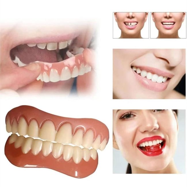 SKHAOVS 7 Pairs Dentures Cosmetic Veneer False Teeth, Temporary Prosthesis Teeth Bottom False Teeth for Men Women Adult, Instant Smile Dental Prostheses for Protecting Teeth Regaining Smile (White)