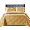 Modern & Stylish Embossed Ruffle Quilted Bedspread Bed Throw Single Double King size bedding set (Mustard-Ruffle, King)