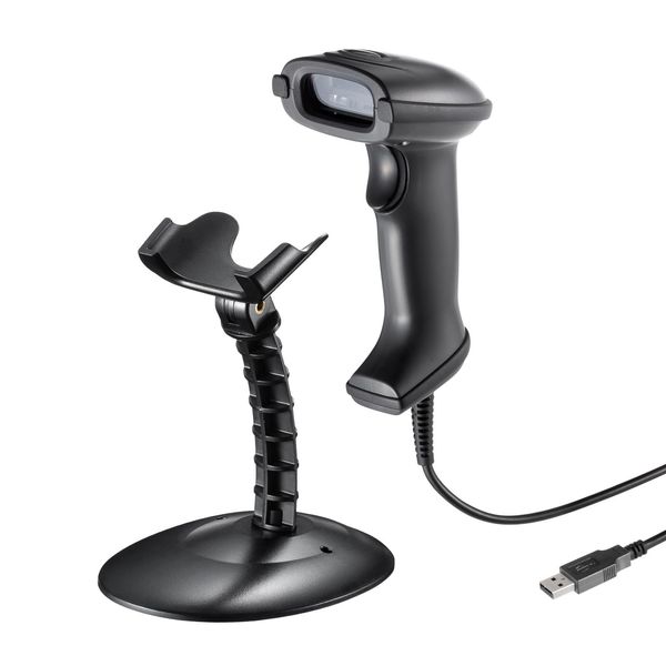 Sanwa Supply BCR-1D9BK 1D CCD Barcode Reader (with Stand)