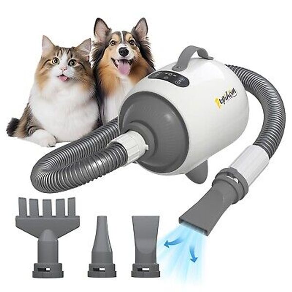 Pet Hair Dryer, Pet Dryer with Smart Touchscreen, 3 Nozzles, Low Noise,  2100W