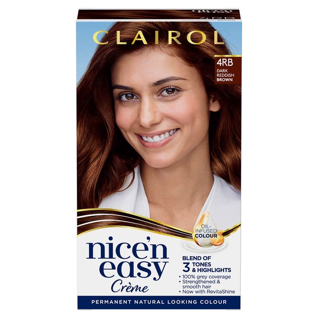 Clairol Nice'n Easy Crème, Natural Looking Oil Infused Permanent Hair Dye, 4RB Dark Reddish Brown