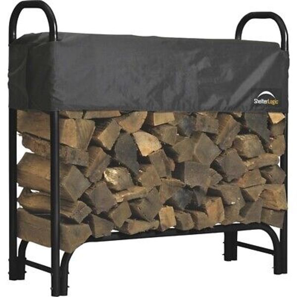 4' Adjustable Heavy Duty Outdoor Firewood Rack with Steel Frame Construction