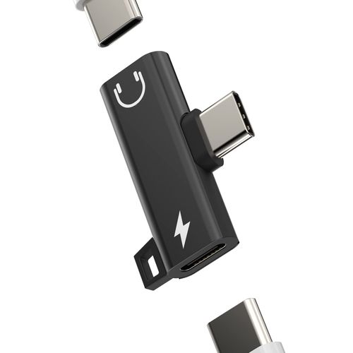Dual USB-C Headphone Adapter 2in1 DAC Type C Jack Audio Charging Dongle Cord Accessorie Charger Aux Splitter Cable for Galaxy S22 S21 FE Ultra LG Apple iPhone15 Pro Max Plus Ipad Pro Air Mini