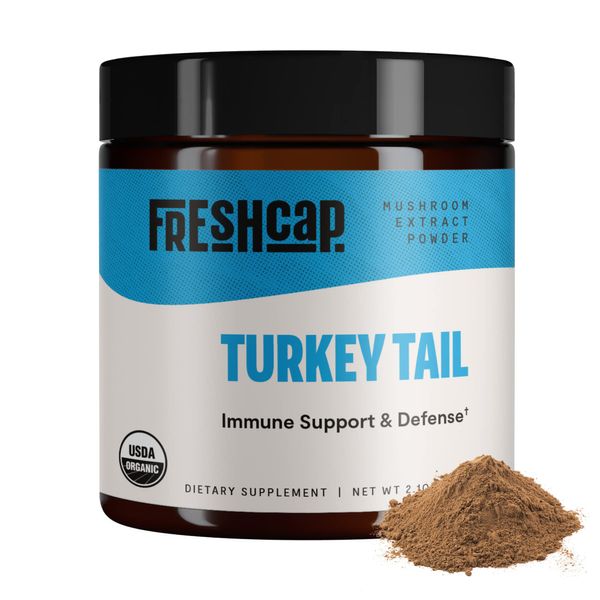 FreshCap Organic Turkey Tail Mushroom Extract Powder - USDA Organic -60 g- Supplement - Immune Protection - Add to Coffee/Tea/Smoothies-Real Fruiting Body No Fillers