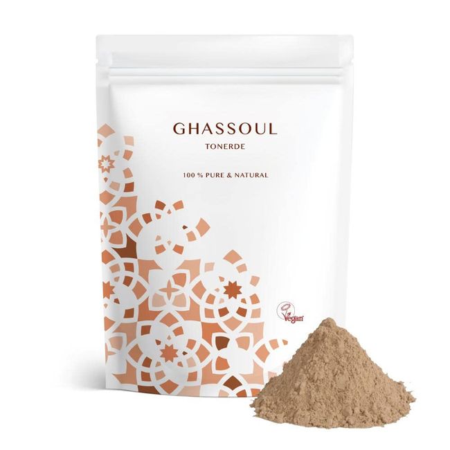 Premium 250 Gramm Ghassoul/Rhassoule Wascherde Pulver Mineralische Lavaerde für Haar- & Körperpflege, Marokkanische premium Tonerde, Natürlich & Vegan, Bio vegane Peeling, Heilerde, Sauna