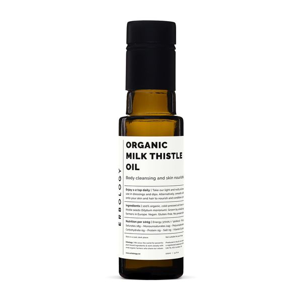 100% Organic Milk Thistle Oil 3.4 fl oz - Cold-Pressed - Premium Quality - High in Vitamin E - Detoxifying - Straight from Farm - Non GMO - No Additives or Preservatives - Recyclable Glass Bottle