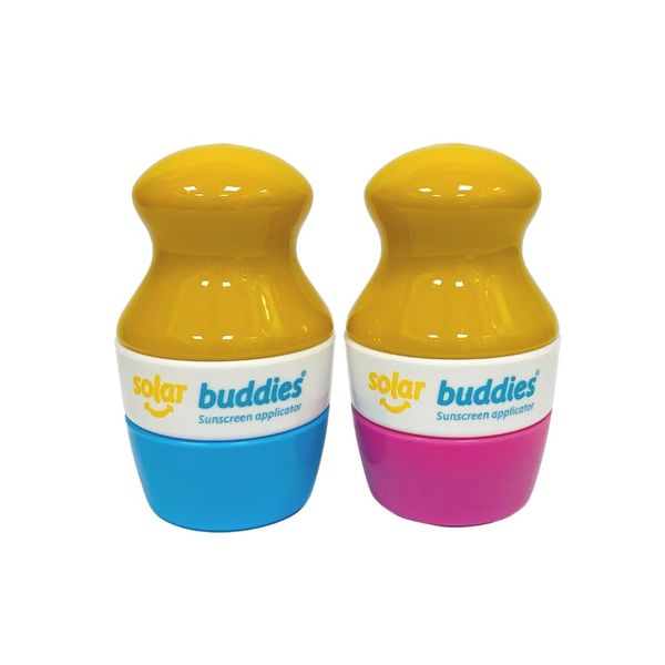 Duo Pack Of Solar Buddies Refillable Roll On Sponge Applicator For Kids, Adults, Families, Travel Size Holds 100ml for Sunscreen, Suncream and Lotions (Duo BP)