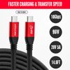 USB Type C to C Cable 15ft,100W Fast Charging,10G Data Transfer,4K Video for Mac