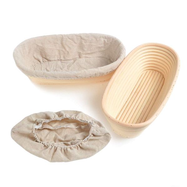 Pack 2pcs 11 inch Oval Bannetons Brotforms Bread Proving Basket Bread Mold Rattan Proofing Basket Baking Mold Tools For 750g Dough