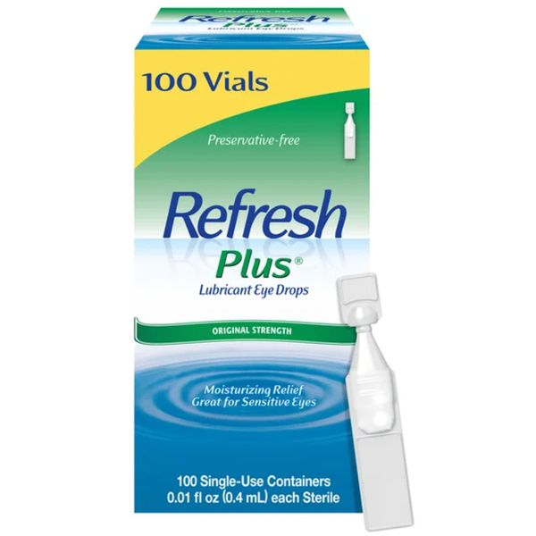 Refresh Plus Preservative-Free Lubricant Eye Drops, 100 Single Use  EX 8/26