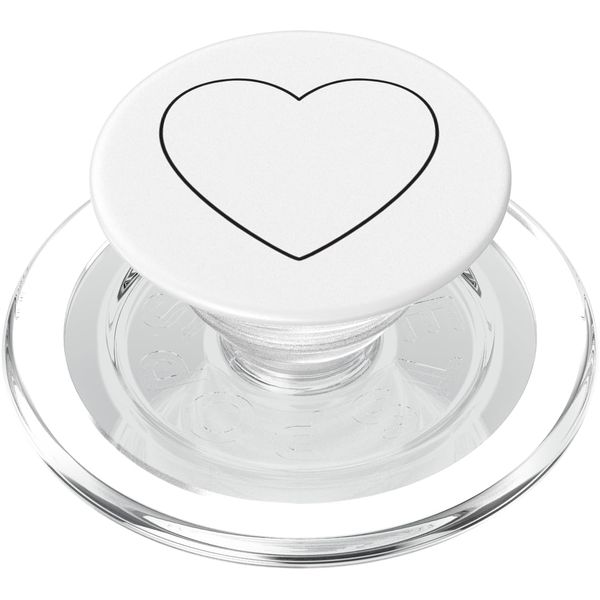 White Black Heart Valentines Day PopSockets PopGrip for MagSafe