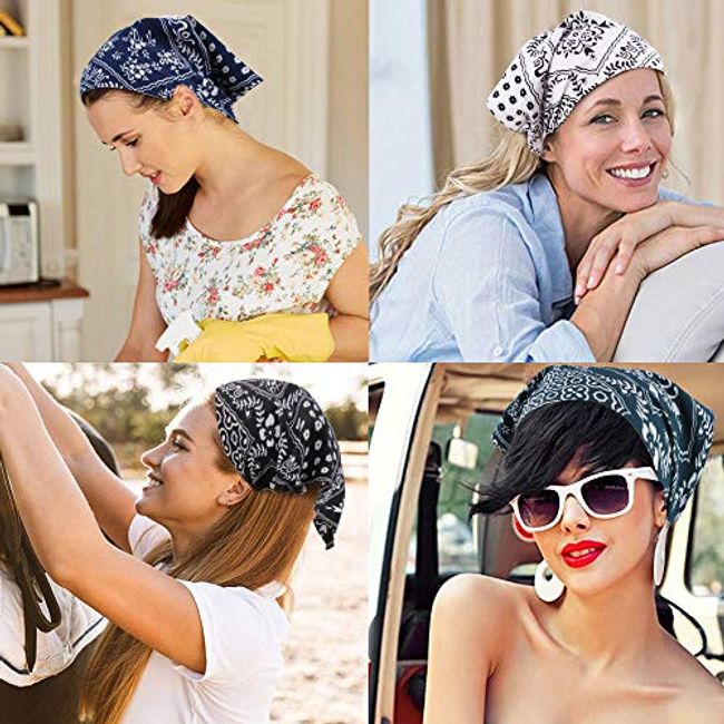 Women Floral Headband Hairband Triangle Bandanas Elastic Turban Head Scarf  Wrap