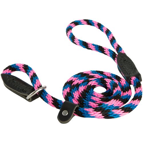 OmniPet British Rope Slip Lead for Dogs, 6', Black/Hot Pink/Blue