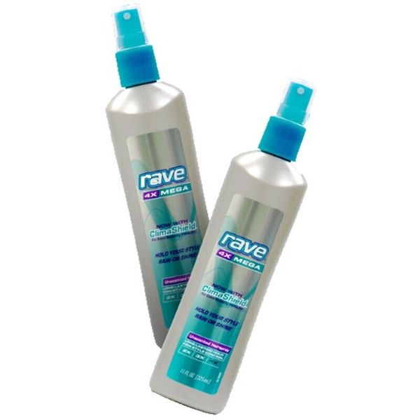 Rave 4X Mega Hold Non-Aerosol Hair Spray Long Lasting Hold All Weather - 2 Pack