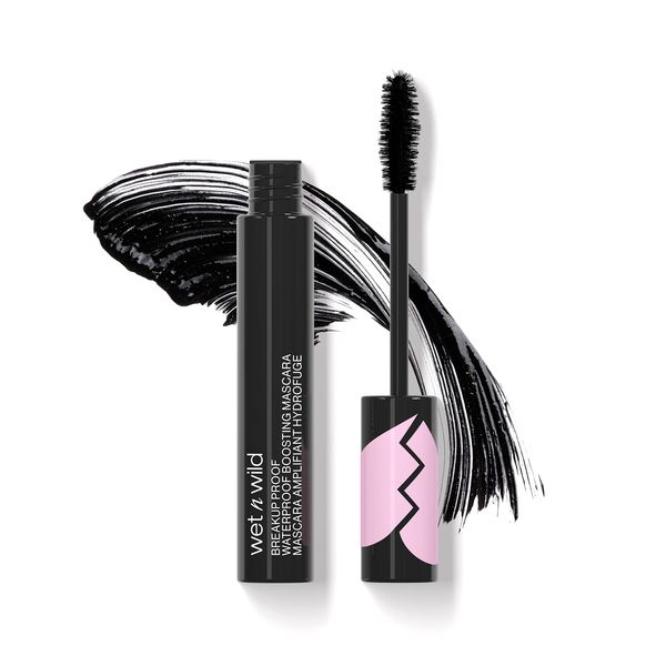 Wet n Wild Breakup Proof Waterproof Boosting Mascara, Eyelash Lengthening Waterproof Mascara, Castor-Oil Enriched and Flake Free Formula, Buildable Intensity, Blackest Black Shade