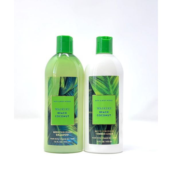 WAIKIKI BEACH COCONUT Moisturizing Shampoo & Conditioner Bath and Body 16 Fl oz each Gift Set