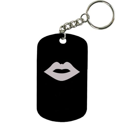 Personalized Engraved Custom Lips 2-inch Colored Anodized Aluminum Customizable Keychain Dog Tag, Black