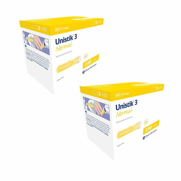 Unistik 3 Normal 23G x 1.8mm - 50 Ct [2 Pack]