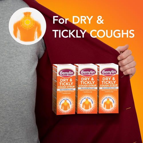 Benylin Dry & Tickly Cough Syrup - Targeted Relief for Your Cough - Cough Medicine for Adults & Children - 300 ml