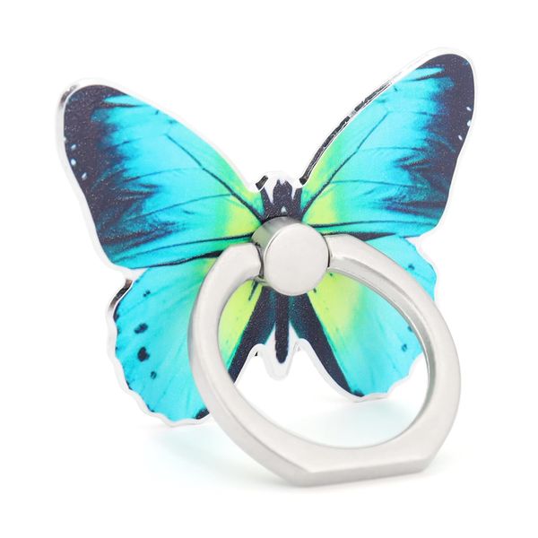 Butterfly Cell Phone Ring Holder Finger Ring Grip Stand 360° Rotation 180° Flip Universal Kickstand Compatible with All Smartphones (Green)