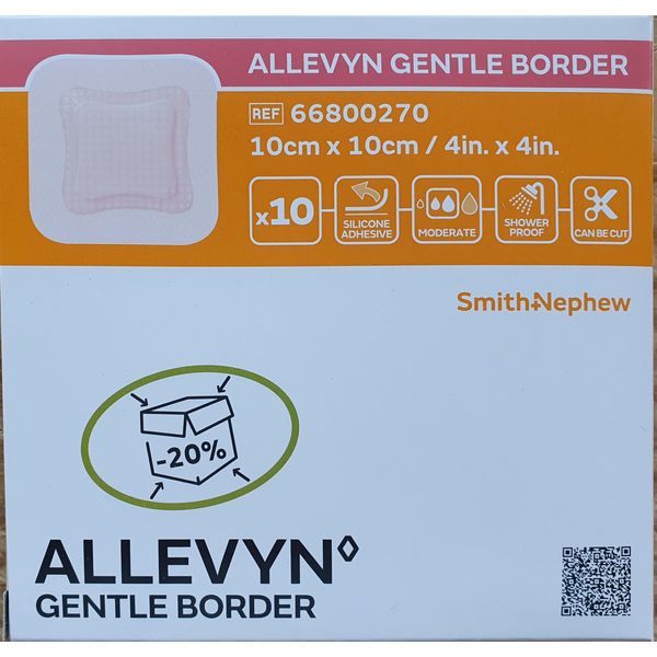 Allevyn 66800270 Gentle Border Self Adhesive Dressing, 10 x 10 cm (Pack of 10)