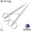 2 Iris Scissors 4.5" Curved & Straight Surgical Dental Instruments