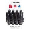 SUNEX TOOLS 3649 SAE & Metric Impact Hex Driver Set