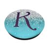 Dark Purple Letter K Monogram On Silver Light Blue PopSockets Swappable PopGrip
