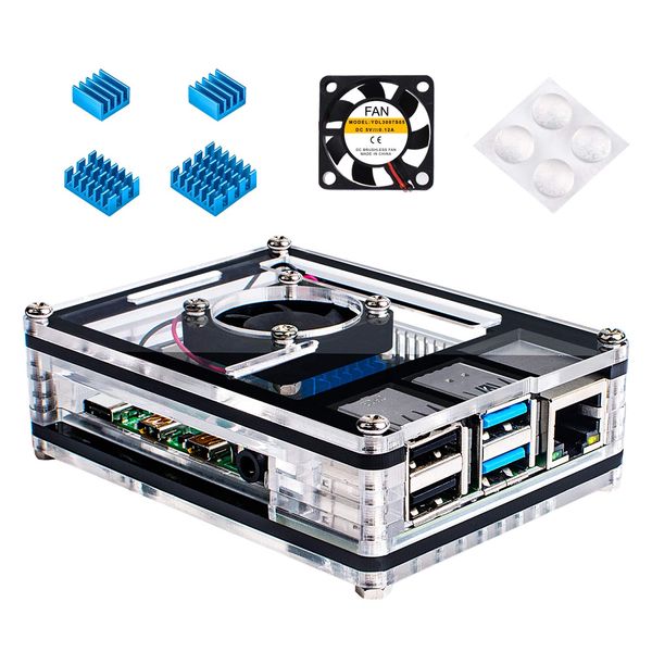 Miuzei Newest Raspberry Pi 4 Case + Cooling Fan + Heatsink for Raspberry Pi 4 Model B (Not Include Raspberry Pi 4 Model B) (Pi 4 Case)