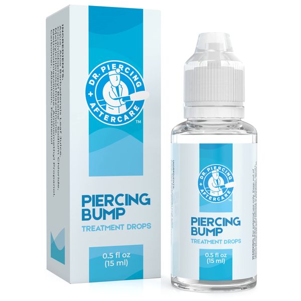 Dr. Piercing Aftercare Keloid Removal Drops – Non-Greasy Saline Solution Keloid Bump Removal for Piercings - Reduce Size & Appearance of Nose Piercing Bump, Treatment of Scars, Ear Lip Belly (15 mL)