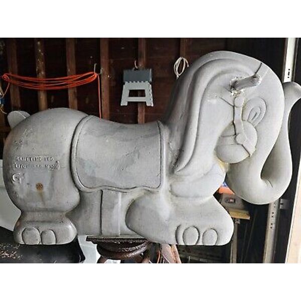 Rare Vintage Gametime  Cast Aluminum Elephant Spring Ride w/ Spring And Base