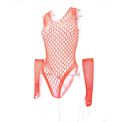 chu-U-chu Lingerie Collection Fishnet Body Stockings (FBS-001) Red (Skewke, Sexy Lingerie)