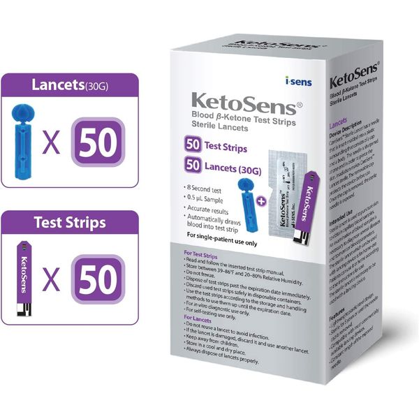 Ketosens Blood Ketone Test Strips and Lancets - Ideal for the Keto Diet and Keto