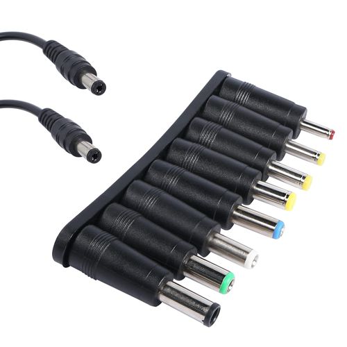 SHANFEILU Laptop DC Power Adapter 8-in-1 Universal DC Plug 5.5mm x 2.1mm Female to Male Adapter Connector with DC 5.5 x2.1mm Black Tuning Fork Cable 22cm/8.67 inch