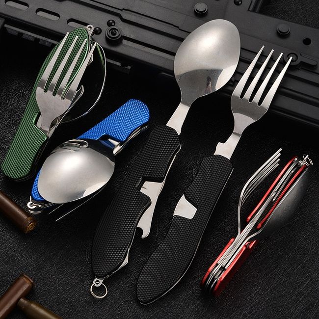 Camping Eating Utensils Folding Pocket Utensil Set Camping Cooking