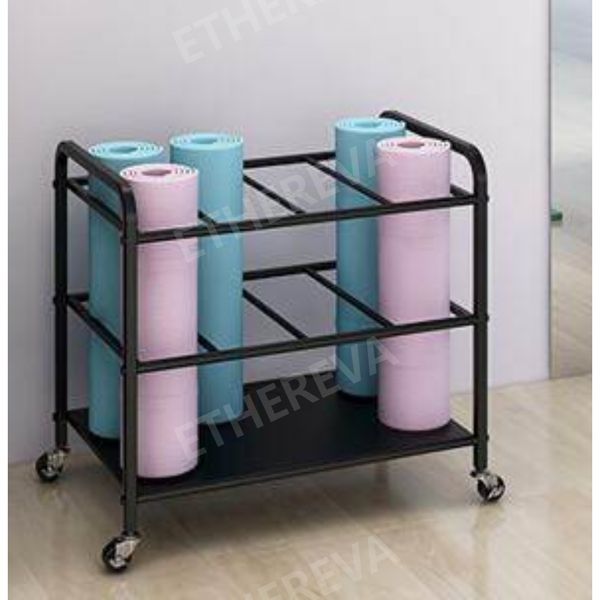 Yoga Gym Ball Display Stand Pilates Fitness Movable Foam Roller Display Stand Storage, White Foam Roller Stand