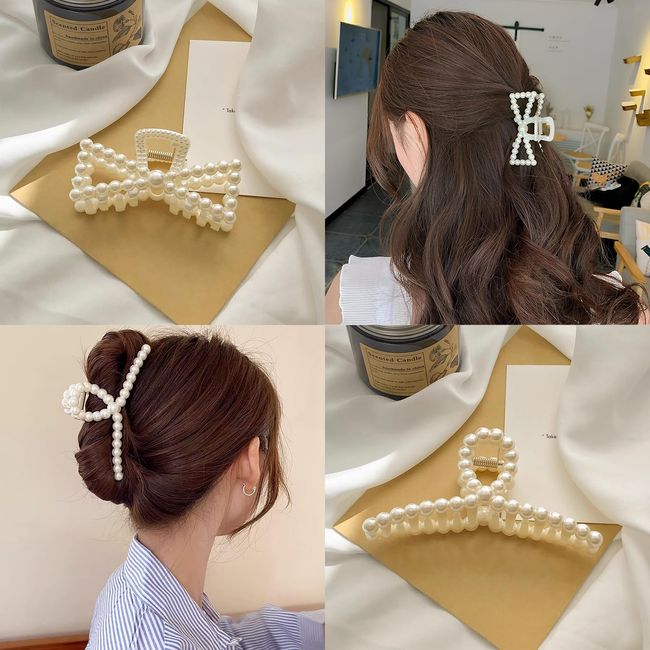 Pearl Clip for Hair - 4 piece set  Pearl hair pins, Hair accessories,  Pearl hair clip