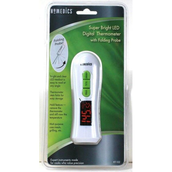 1 Count Homedics KT 102 Super Bright LED Digital Thermometer With Folding Probe