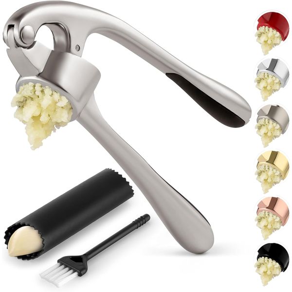 Premium Garlic Press with Soft Easy-Squeeze Ergonomic Handle, Sturdy Design Extr