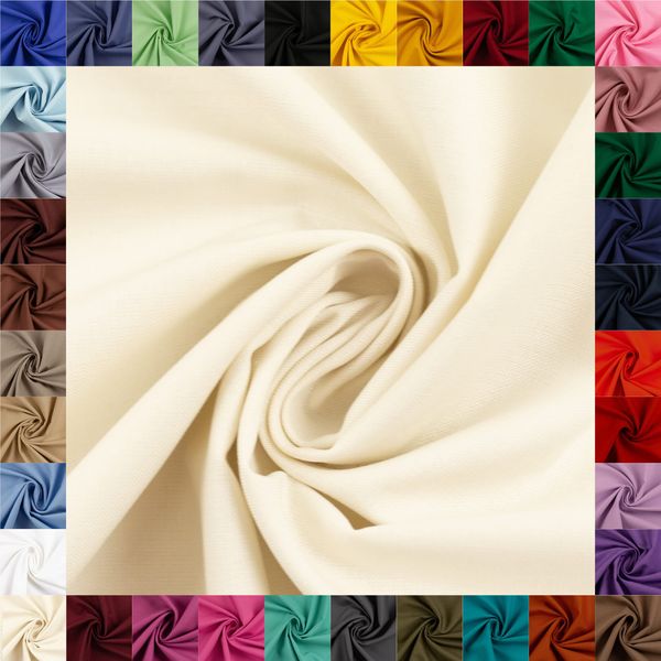 Swafing Heather Cotton Fabric Woven Plain Coupon (Natural, 2 m) - 36