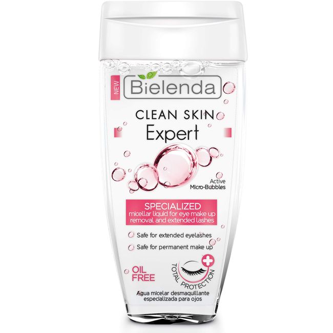 Bielenda Clean Skin Expert - Safe For Use With Lash Extensions, Safe For Use With Permanent Make-Up - Clean Skin Expert Specialized Eye Make-Up Remover For Eyelash Extensions - 150 ml