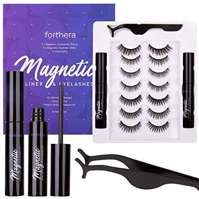 Forthera Magnetic Eyelashes with Eyeliner Kit - 7 Pairs - Easy to Apply with Natural Look