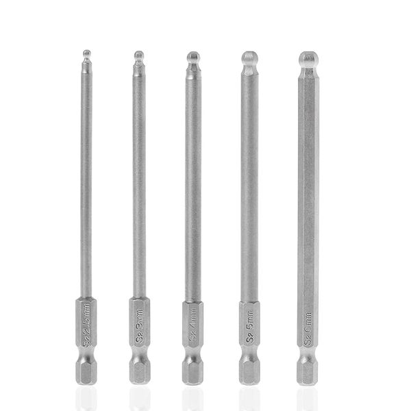 Saipor Ball Point Bit Set, Single Headed Bit, Spherical Shape Driver Bit, Magnetic Head Screwdriver, Ball End, S2 Steel, Electric Screwdriver Set, 0.25/0.3/0.3/0.2/0.2/0.24/0.2 inches (2.5/3/4/5/6