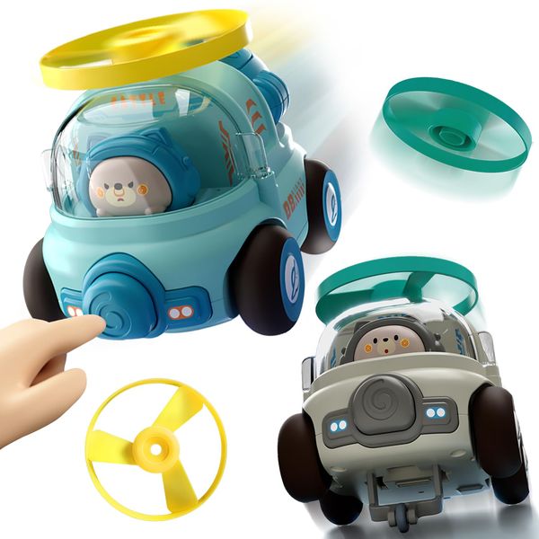 PSXTCU Push Crash car Cause and Effect Flying disc Toddler Outdoor Spinning Truck car Toys playset Truck Outside Toys for Little boy Girl Toddlers 2 3 4 5 Years Old Birthday Toy Gifts