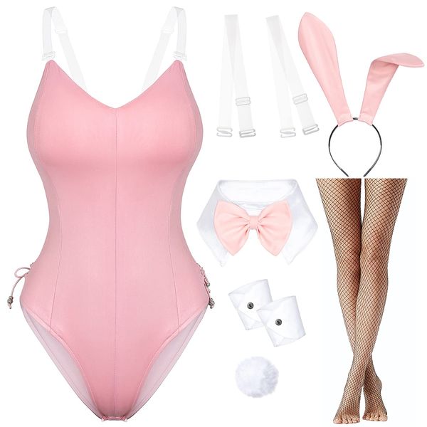 Wannsee Women's Bunny Girl Costume, Pink Plus Size 5XL, Adult Costume Enthusiasts Cosplay