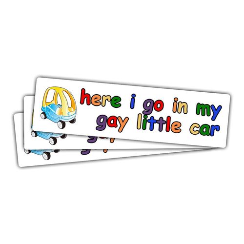 3 Pcs Here I Go in My Gay Little Car Sticker – Funny LGBTQ+ Meme Bumper Sticker Vinyl Waterproof Decal for Laptop, Water Bottle, Phone, Car, Helmet, Notebook, Window – 5 Inch Cute Queer Humor Pack