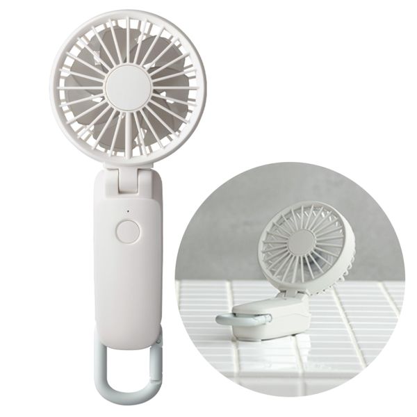 RHYTHM 9ZF036RH82 Handy Fan, 2024 (Made in Japan) Neck Mount, Silent, USB Rechargeable, Powerful, Low Even Cool, DC Motor, Double Inverted Fan, Carabiner, Small, Portable Fan, Also Can Be Used As