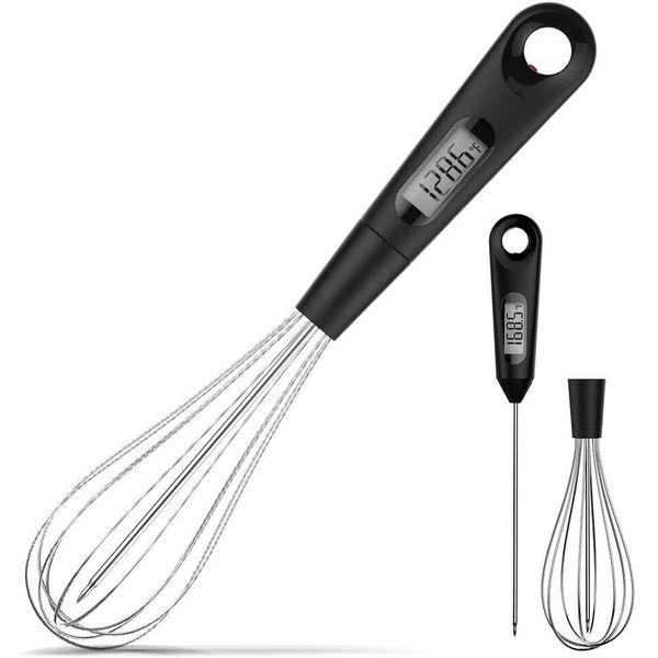 2 in 1 Stainless Steel Whisk Candy Chocolate Yogurt thermometer Probe 12 inch